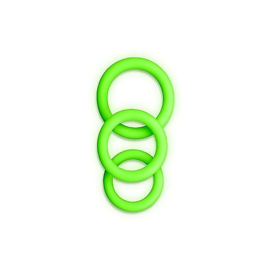 OUCH! Luminescent Pleasure Cock Rings by Shots Toys - Cock Rings