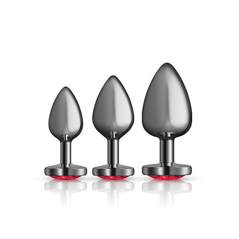 Cheeky Charms Round Metal Butt Plug Gunmetal Kit w/ Heart - Butt Plugs