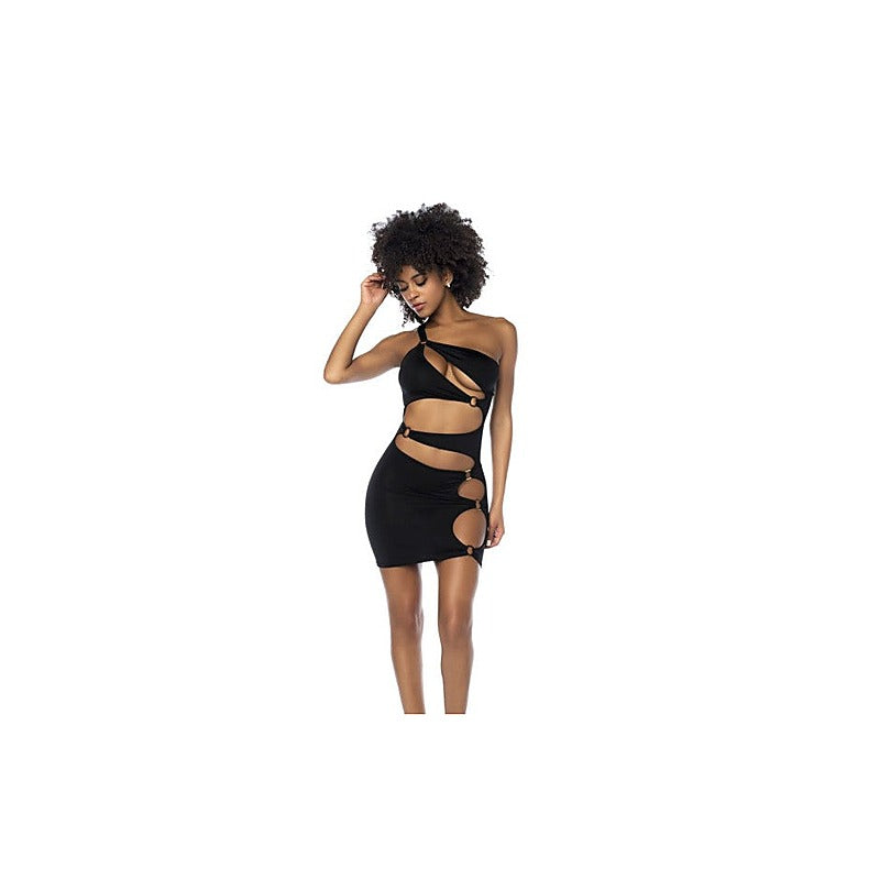 Asymmetrical Womens Cut Out Dress With Ring Details - Skirts And Club Wear