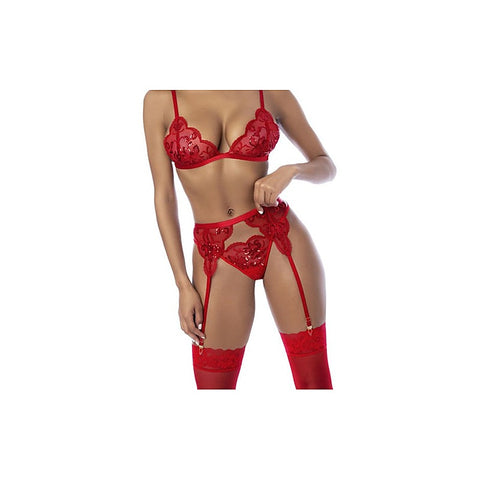 3 Piece Bralette, Garter Belt and Thong Set by Mapale - Bras and Bra Sets
