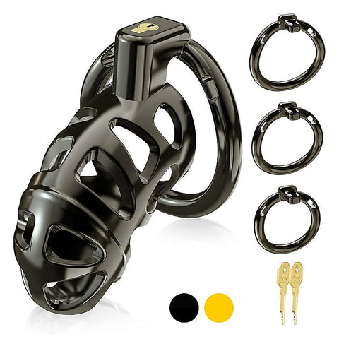 Male Chastity Cage with 3 Active Sizes Rings by BDStyle - Male Chastity