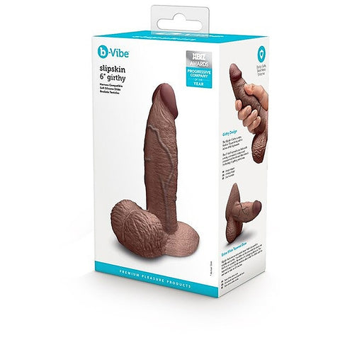 Slipskin Girthy 6 Inch Realistic Silicone Dildo by B-Vibe - Realistic Dildos