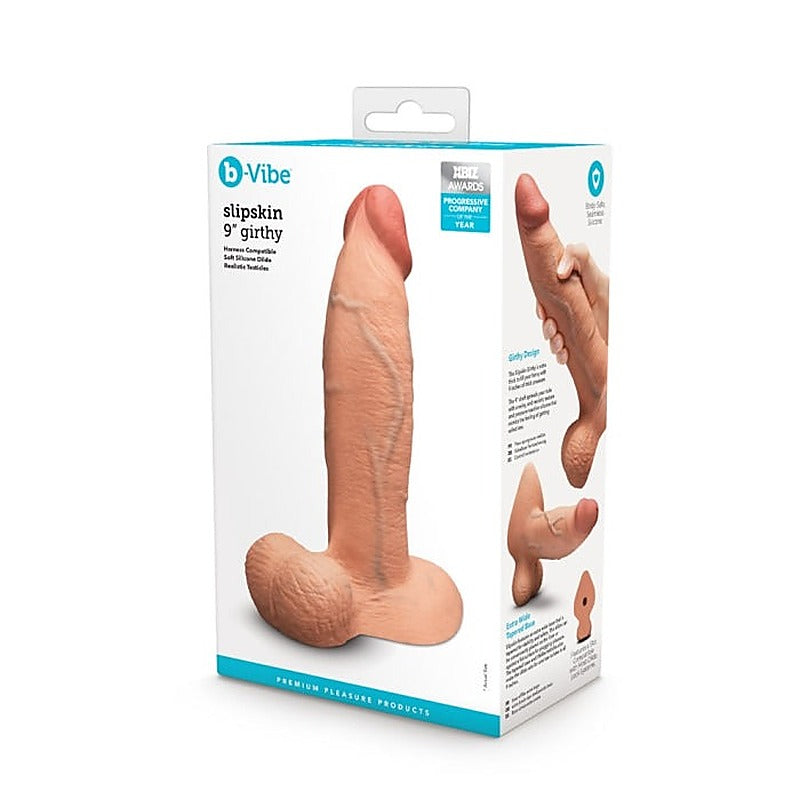 Slipskin Girthy 9 Inch Realistic Silicone Dildo by B-Vibe - Realistic Dildos