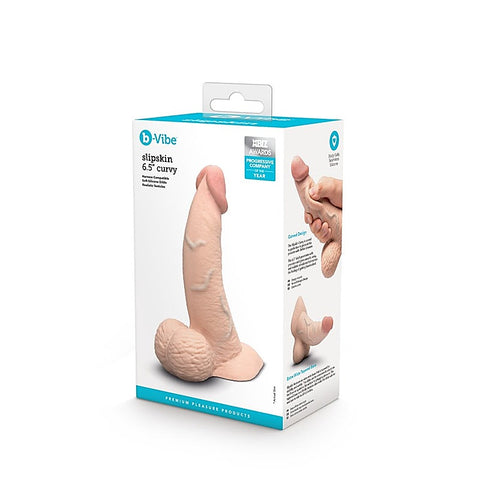 Slipskin Curved Realistic Silicone Dildo by B-Vibe - Realistic Dildos