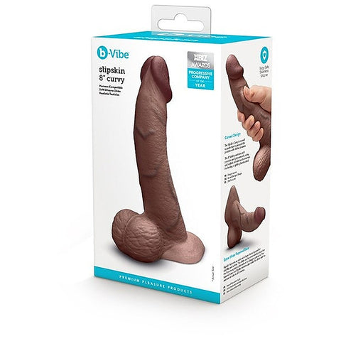 Slipskin Curved Realistic Silicone Dildo by B-Vibe - Realistic Dildos