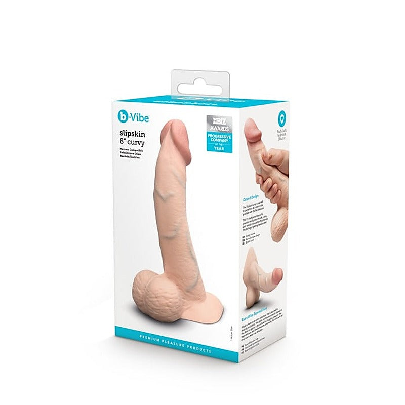 Slipskin Curved Realistic Silicone Dildo by B-Vibe - Realistic Dildos
