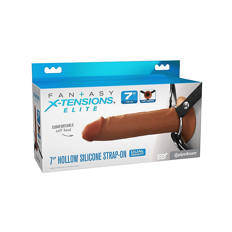 Fantasy X-Tensions 7 Inch Dual Density Hollow Strap-on Dong - Strap On Sextoys