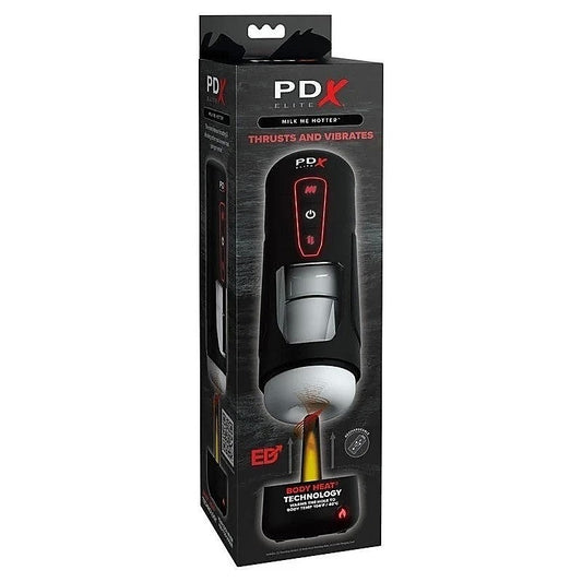 PDX Elite Milk Me Hotter Vibrating Male Masturbator Black - Masturbators and Strokers