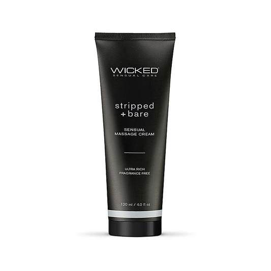 Wicked STRIPPED & BARE Sensual Unscented Massage Cream 120ml - Massage Oils and Lubricants