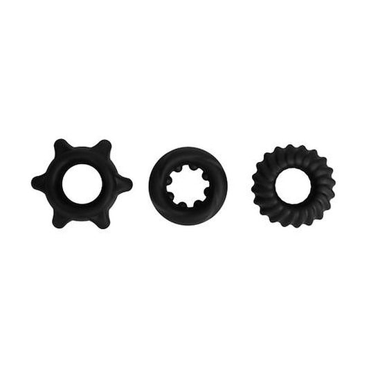 Maia MANZO Stretchy Silicone Cock Rings Set of 3 Black