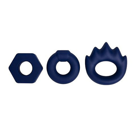 Maia LONZO Stretchy Silicone Cock Rings Set of 3 Blue