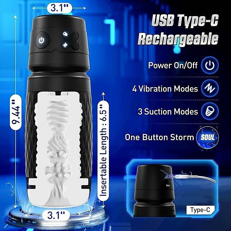 B-Warrior Sucking and Vibrating Masturbator by Topco - Masturbators and Strokers