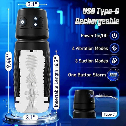 B-Warrior Sucking and Vibrating Masturbator by Topco - Masturbators and Strokers