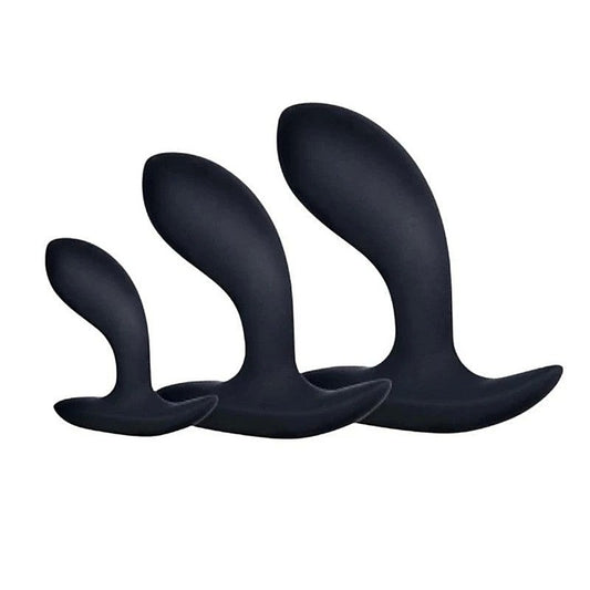 Excellent Power Kick Up Anal Trainer Butt Plugs 3 Sizes Set Black