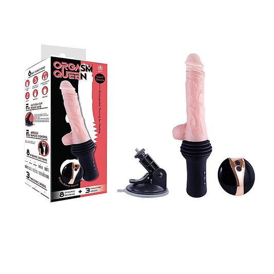Excellent Power Orgasm Queen Remote Controlled Vibrating & Thrusting Dildo Machine Flesh - Sex Machines
