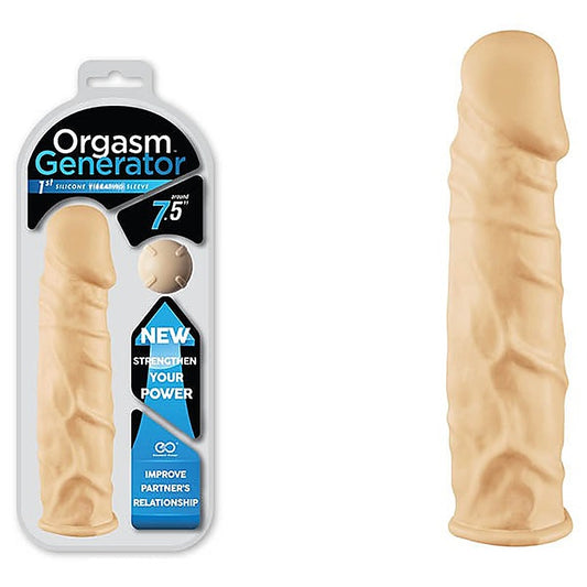 Excellent Power Orgasm Generator Vibrating Penis Extension Sleeve Flesh