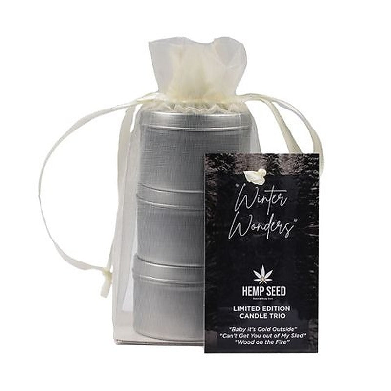 Earthly Body Hemp Seed Winter Wonders Mini Scented Massage Candle Trio 3 Pack - Sex Pheromones and Perfumes