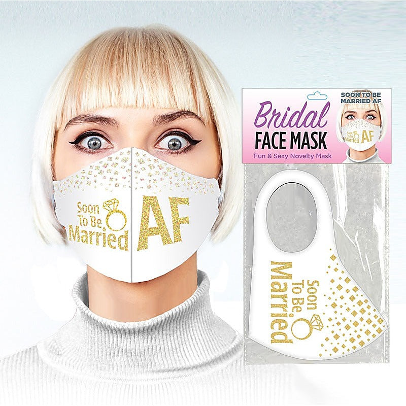 Little Genie Bridal Face Soon To Be Married AF Novelty Mask White - Masks And Blindfolds