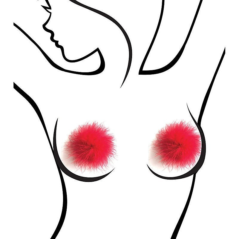 Sexy AF Marabou Reuseable Nipple Pasties by Little Genie - Breast and Nipple Toys
