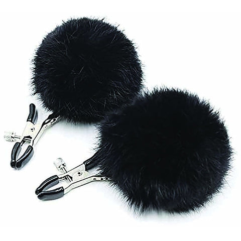 Sexy AF Puff Balls Nipple Couture Clamps by Little Genie - Nipple and Clit Clamps