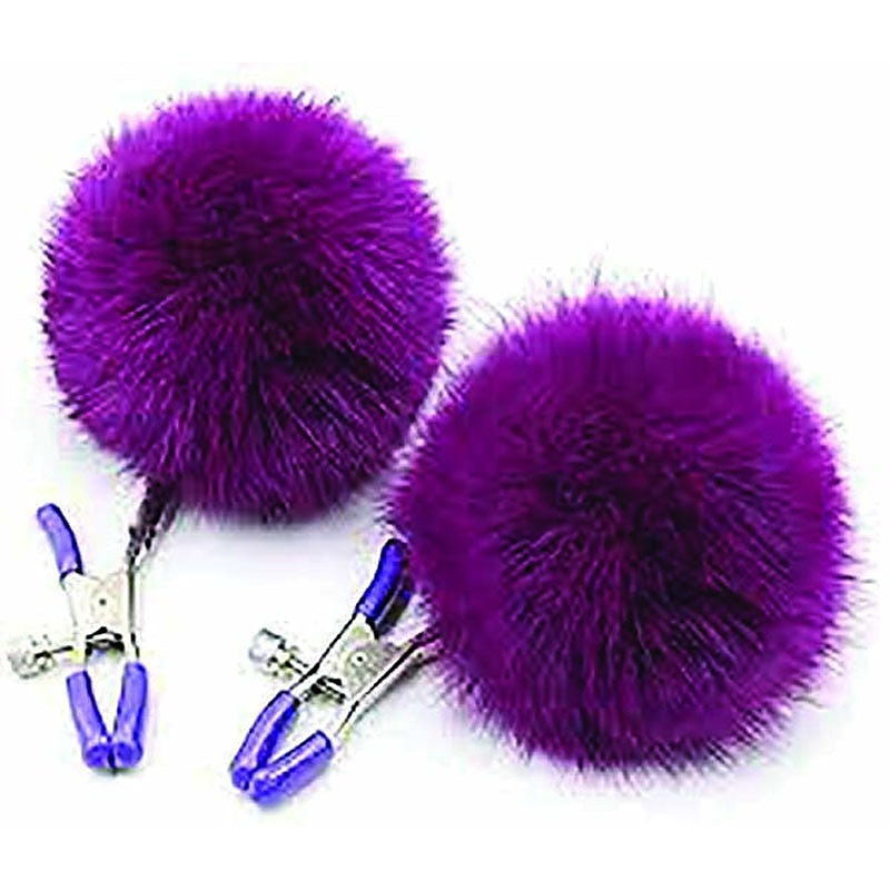 Sexy AF Puff Balls Nipple Couture Clamps by Little Genie - Nipple and Clit Clamps