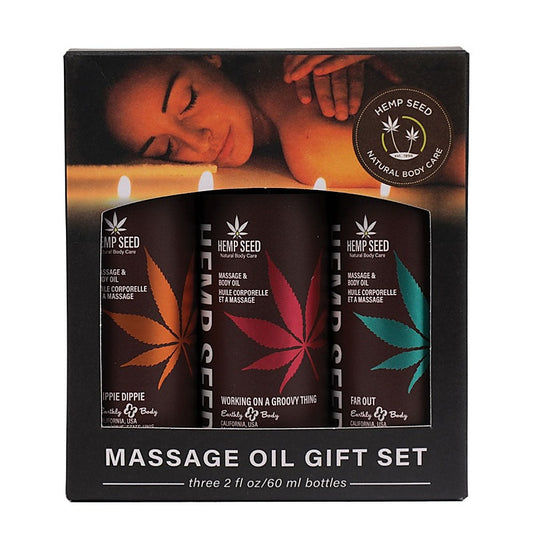 Earthly Body Hemp Seed Summer Scented Massage Oil Trio Gift Set 59ml - Massage Oils and Lubricants