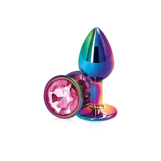 NS Novelties Rear Assets Multi Coloured Gem Base Metal Butt Plug Small - Butt Plugs