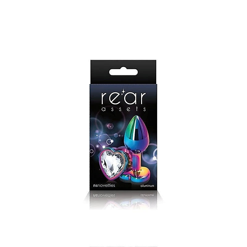 Rear Assets Multi Coloured Heart Shape Gem Base Butt Plug - Butt Plugs