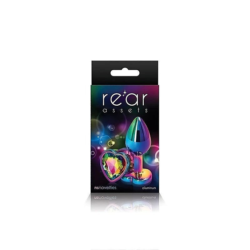 NS Novelties Rear Assets Multi Coloured Anal Plug With Heart Gem Base Medium - Butt Plugs