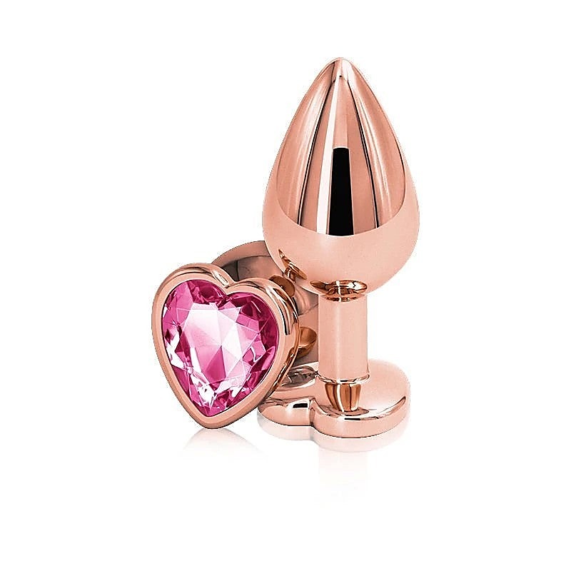 NS Novelties Rear Assets Rose Gold Heart Gem Base Metal Anal Plug Medium - Butt Plugs
