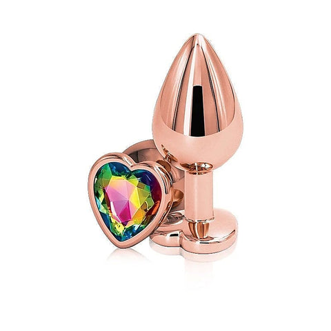 NS Novelties Rear Assets Rose Gold Heart Gem Base Metal Anal Plug Medium - Butt Plugs