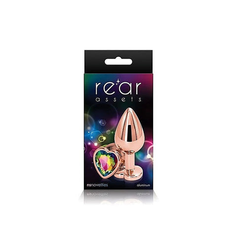 NS Novelties Rear Assets Rose Gold Heart Gem Base Metal Anal Plug Medium - Butt Plugs