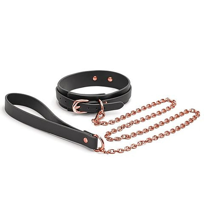 NS Novelties Bondage Couture Collar & Leash Black - Collars and Leads