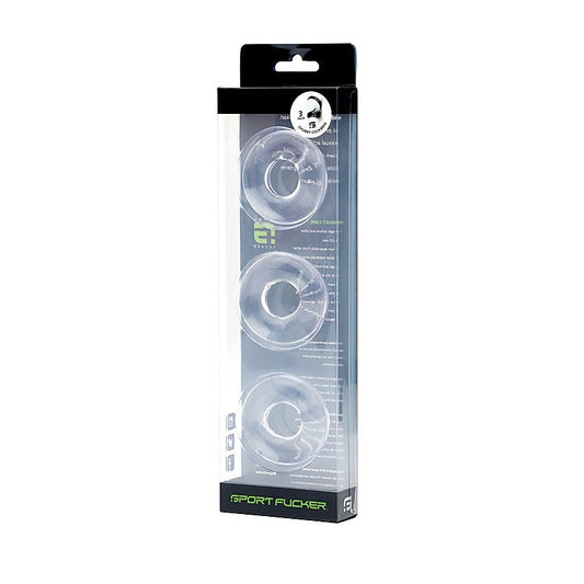 Sport Fucker Super Stretchy Rubber Cock Ring Set - Cock Ring Sets