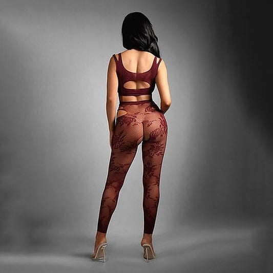 Fantasy Lingerie Sheer Fantasy Undivided Attention Body Stockings Burgundy - Body Stockings
