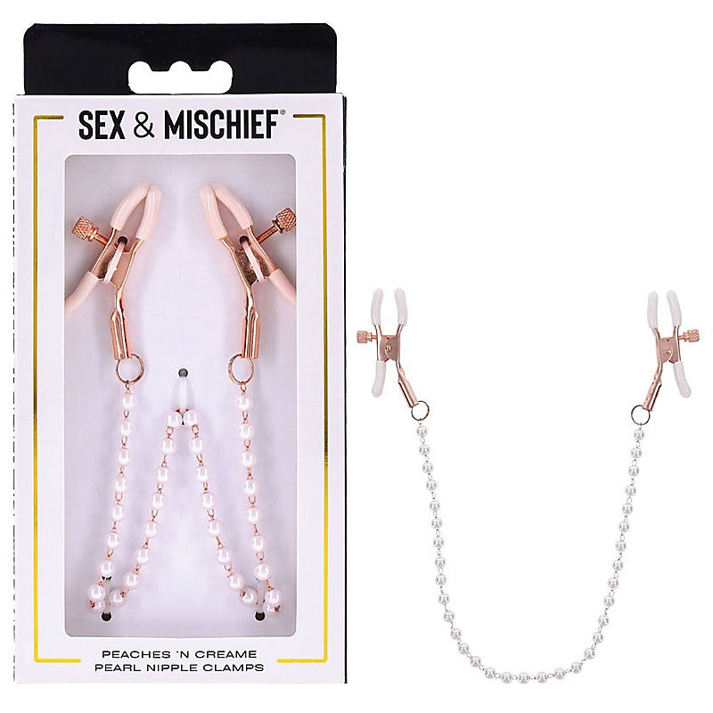 Peaches N CreaMe Pearl Nipple Clamps by Sportsheets - Nipple and Clit Clamps