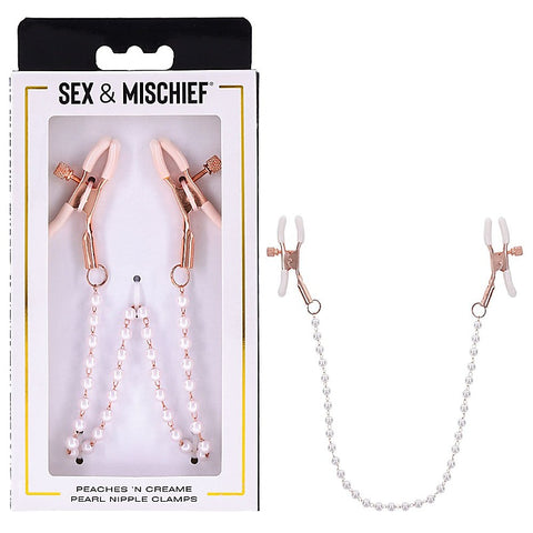 Peaches N CreaMe Pearl Nipple Clamps by Sportsheets - Nipple and Clit Clamps