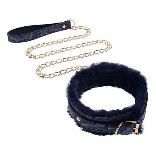 Cougar Fur Bondage Collar & Leash by Sportsheets - Collars and Leads