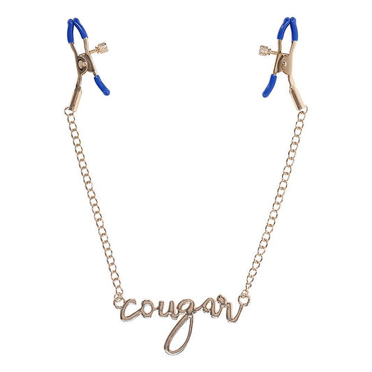 Sportsheets Sex & Mischief Cougar Nipple Clamps With Chain Gold