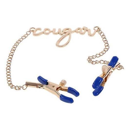 Sportsheets Sex & Mischief Cougar Nipple Clamps With Chain Gold