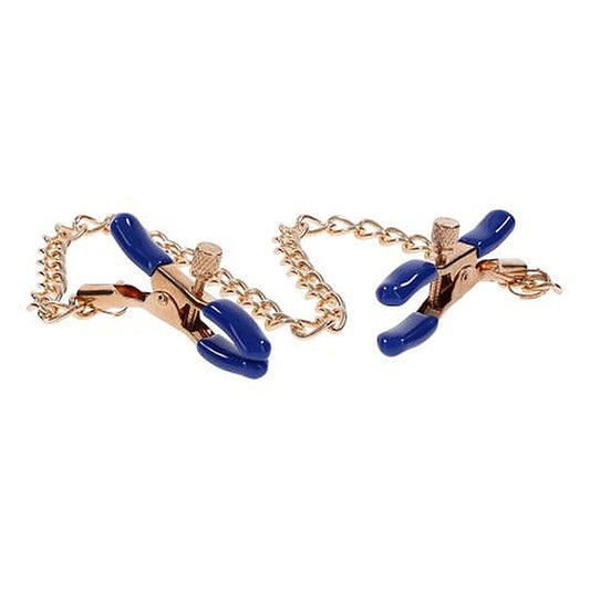 Sportsheets Sex & Mischief Cougar Chained Nipple Clamps With Cougar Chain Gold