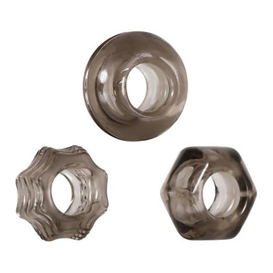 Zero Tolerance Triple Thick Cock Ring Set 3 Piece Smoke - Cock Ring Sets