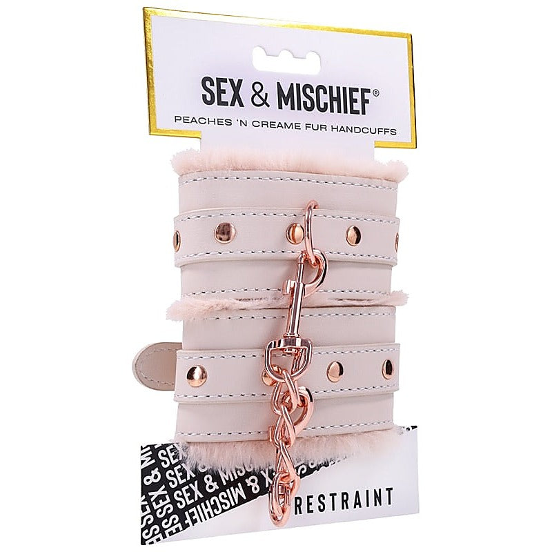 Peaches N Creame Fur Bondage Handcuffs by Sportsheets - Cuffs And Restraints