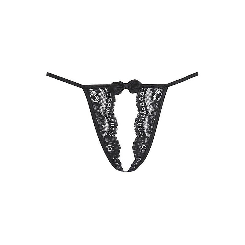 Axami Lingerie Lace Open Front G-String Panty Black - G-Strings, Panties and Shorts