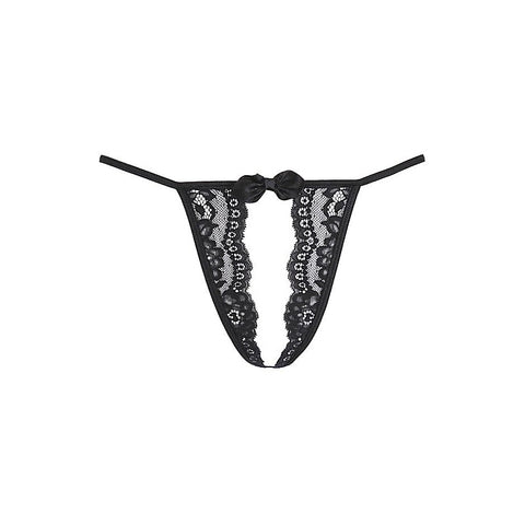 Axami Lingerie Lace Open Front G-String Panty Black - G-Strings, Panties and Shorts