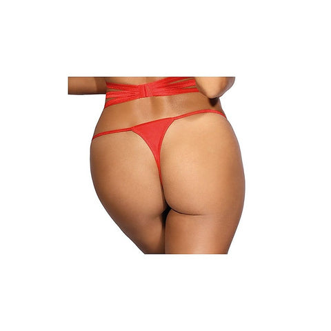 Axami Lingerie Microfiber and Lace G-String Panty with Studs Red - G-Strings, Panties and Shorts