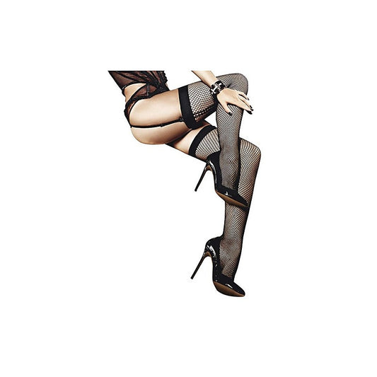Baci Lingerie Fishnet Thigh High With Back Seam One Size - Hosiery
