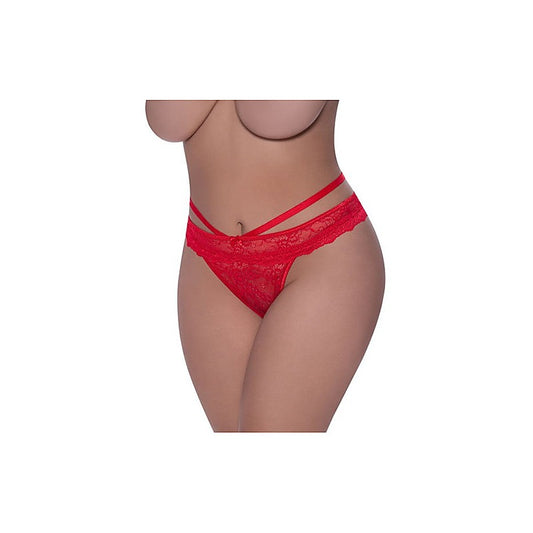 Exposed Lingerie Peek-A-Boo Cheeky Womens Panty Red - G-Strings, Panties and Shorts