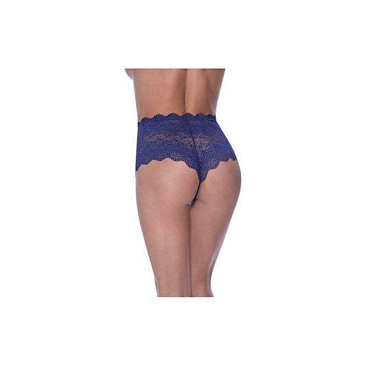 Exposed Lingerie Split Crotch Lace Boy Short Blueberry - G-Strings, Panties and Shorts