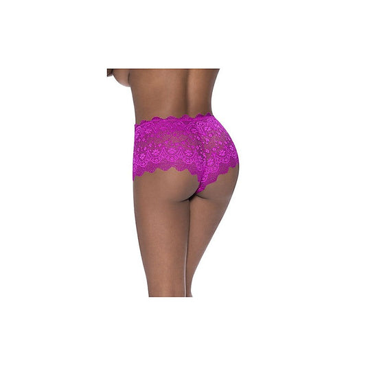 Exposed Lingerie Split Crotch Womens Boy Short Raspberry - G-Strings, Panties and Shorts